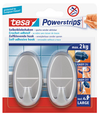 tesa Powerstrips Haken LARGE Oval, weiss