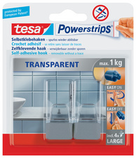 tesa Powerstrips Haken LARGE Transparent, transparent /chrom