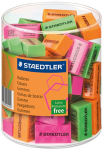 STAEDTLER Kunststoff-Radierer Neonfarben, 60er Köcher