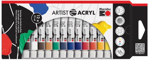 Marabu Acrylfarben-Set Artist Acryl, 12 x 12 ml