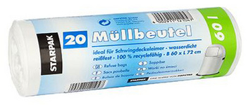 PAPSTAR Mülleimerbeutel LDPE, 30 Liter, grau