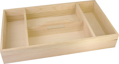 KREUL Holz-Tablett mit 4 Fächern, Tragegriff mittig