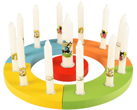 PAPSTAR Kerzenring-Set, aus Holz, farbig