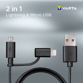 VARTA Ladekabel & Datenkabel 2in1 Micro USB/MFI Lightning