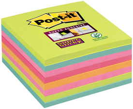 Post-it Haftnotizen Super Sticky Notes, 76 x 76 mm, sortiert