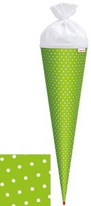 ROTH Bastelschultüte mit Muster, 700 mm, Punkte / grün