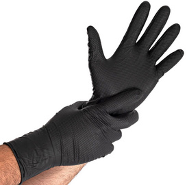 HYGOSTAR Nitril-Handschuh POWER GRIP LONG, M, schwarz