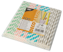 PAPSTAR Papier-Trinkhalm Stripes, 200 mm, farbig sortiert