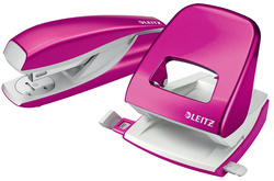 LEITZ Heftgerät- & Locher-Set Nexxt WOW, pink-metallic 50951023