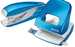 LEITZ Heftgerät- & Locher-Set Nexxt WOW, blau-metallic 50951036