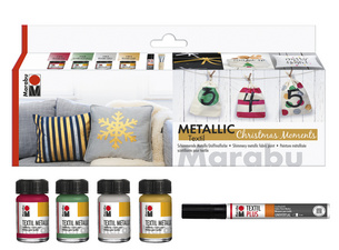 Marabu Textilfarbe Textil Metallic, Set Christmas Moments