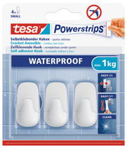 tesa Powerstrips Haken WATERPROOF Small Plastik, weiß