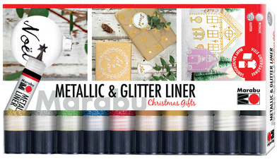 Marabu Metallic- & Glitter-Liner Set Christmas Gifts