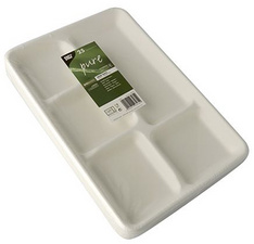 PAPSTAR Zuckerrohr-Menü-Tray pure, 5-geteilt, weiß