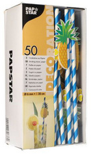 PAPSTAR Papier-Trinkhalm Pineapple, 200 mm, blau/weiß