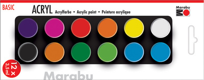 Marabu Acrylfarben-Set BASIC, 12 x 3,5 ml