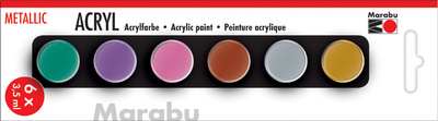 Marabu Acrylfarben-Set METALLIC, 6 x 3,5 ml