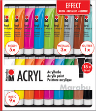 Marabu Acrylfarben-Set EFFECT, 18 x 36 ml