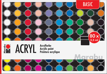 Marabu Acrylfarben-Set BASIC, 80 x 3,5 ml