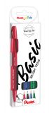 Pentel Brushpen Sign Pen Brush SES15 mit flexibler Pinselspitze, fein schreibend, Set mit 4 Schreibfarben