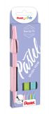 Pentel Brushpen Sign Pen Brush SES15 mit flexibler Pinselspitze, fein schreibend, Set mit 4 Schreibfarben